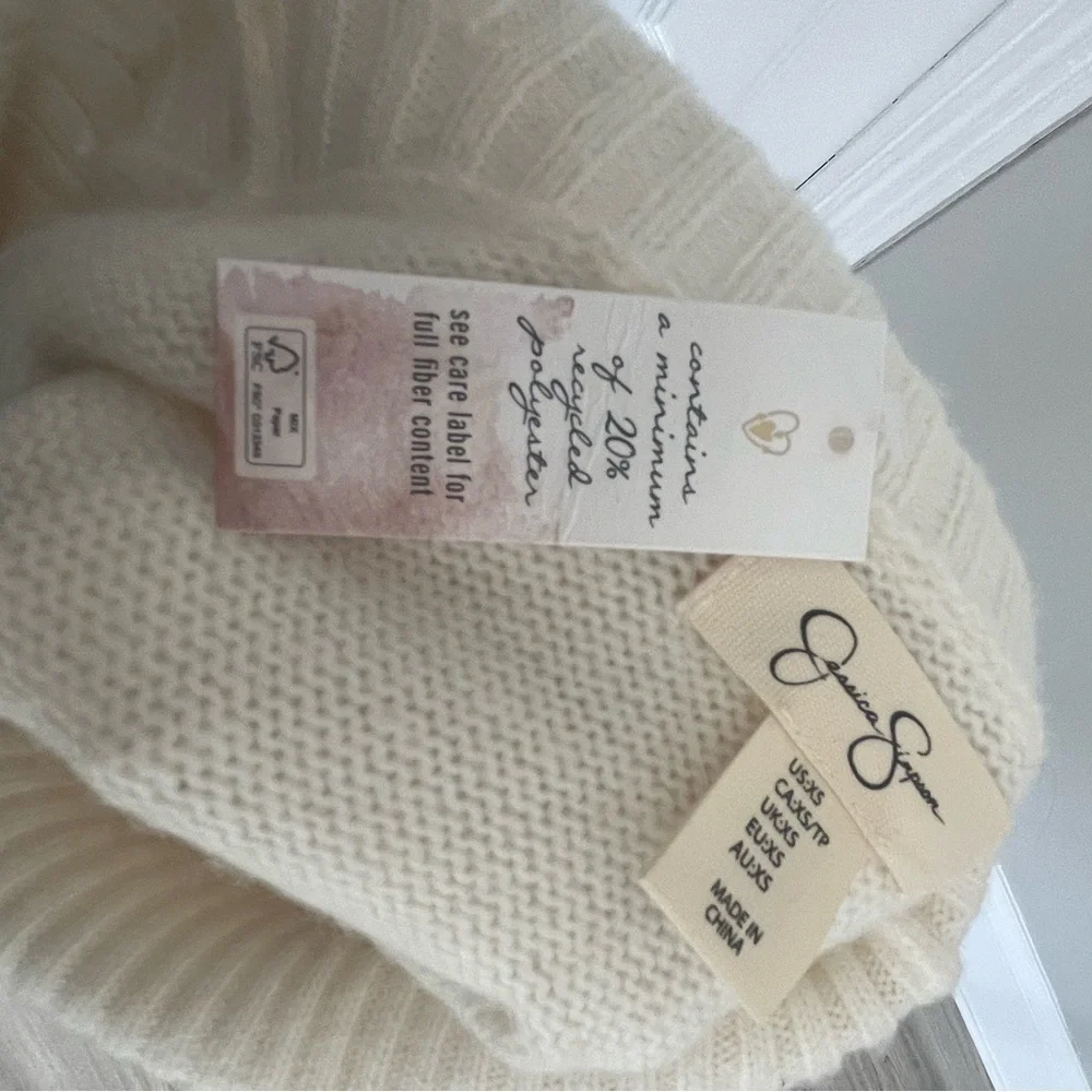 Jessica Simpson Cowl Neck Ivory Soft Pullover Sweater Womens Size XS NWT - Picture 3 of 5